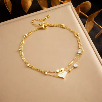 Double Heart Anklet